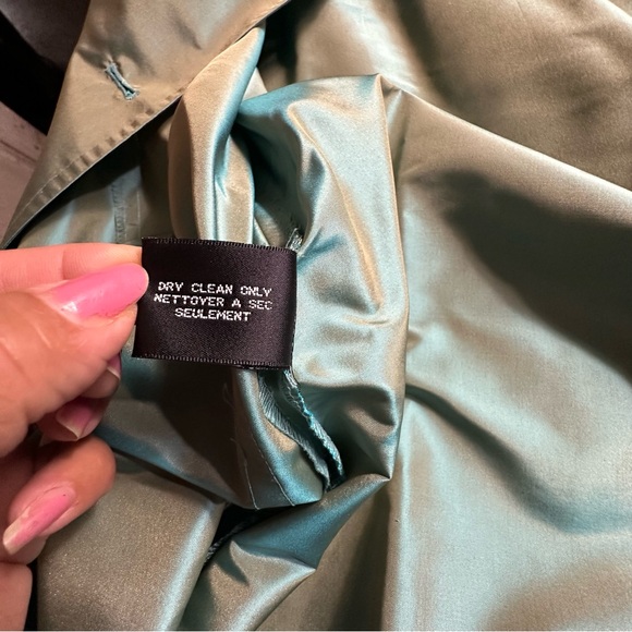 NWT Finity Studio Iridescent Green Silk Coat Size 8 - Picture 7 of 14